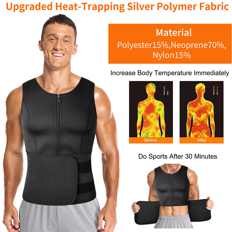 Men Neoprene Sauna Zipper Wais - Crossfit Weight Vest recension och pris